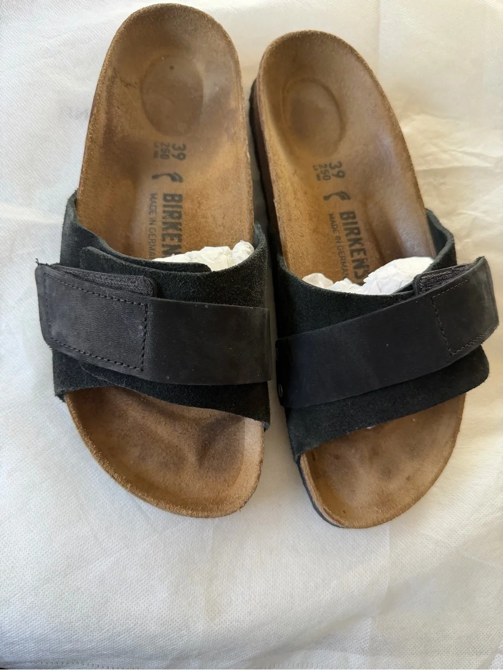 Birkenstock Women's Black Suede Single-Strap Slide Sandals